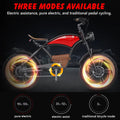 Hidoes B10 Electric Mountain Bike for Men/Woman 1000W Adult Electric Bicycle 20" Fat Tire Off Road E - Bike with Removable Battery up to 28 Mph, Free Shipping, Red