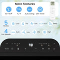 14000 BTU Inverter Portable Air Conditioner, WiFi Smart 3-in-1 AC Unit with Dehumidifier & Fan, App/Voice Control, Window Kit for 650 Sq. Ft Rooms