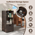Tangkula Rattan Patiojoy Outdoor Wicker Cabinet with 3 Shelves
