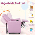 Kids Recliner Chair with Cup Holder & Side Pocket, Adjustable Toddler Lounge Sofa, Ergonomic Children Armchairs for Boys Girls Age 3+, 150lbs
