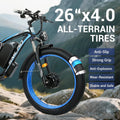 3000W Peak Dual Motor Ebike, 52V 30AH Battery Electric Bike for Adults, 7 - Speed 40MPH AWD Ebike Mountain Snow E - Bike with 26" x 4.0 Fat Tire MTB Hydraulic Disc Brake for Off - Road Snow