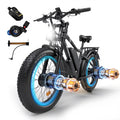 3000W Peak Dual Motor E - Bike, 52V 25AH Battery Elec - Tric Bike for Adults, 35MPH Mountain AWD 7 - Speed Snow E - Bike with 24" x 4.0 Fat Tire for Mountain Snow Hunting Commuting
