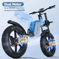 JANSNO X60 20" Fat Tire Ebike Electric Bike 1500W Dual Motor Dual Suspension 48V 23ah, 750w*2 Dual Motor 80 Miles Long Range Hydraulic Disc for Adult, UL2849 MTB