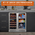 Ca'Lefort 30" Wine and Beverage Refrigerator, 28 Bottles Dual Zone Wine Fridge and 100 Cans Beverage Fridge Cooler with Stainless Steel Door Framed