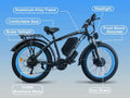 Peak 5000W - Electric - Bike for Adults - Men, Dual - Motor - Ebike 50MPH - Hunting - Ebike, 60V 25AH Long Range Dirtbike, 26" x 4.0 Fat - Tire - Electric - Bicycle, AWD 21 - Speed Mountain Bike for Off - Road Snow Sand