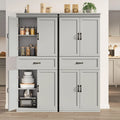 Dsstyles Pantry Cabinet, Freestanding Kitchen Pantry Storage Cabinet, 70" Cupboard, Tall Storage Cabinet with Doors and Adjustable Shelves, for Bathroom, Dining Room, Living Room, Antique White/Gray