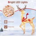 3-Piece Large Lighted Christmas Reindeer Family Set, Light Up Xmas Decorations w/440 LED Lights, Bows, Buck, Doe & Fawn, Pre-Lit Deer Set