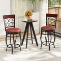 26" Vintage Swivel Bar Stools Set of 2, Counter Height Metal Barstools with Back & Upholstered PU Leather Padded Seat for Pub, Kitchen Island