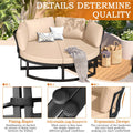 AECOJOY Patio Furniture Outdoor Round Daybed with Removable Cushions 4 Piece Sectional Sofa Patio Furniture Set, Beige