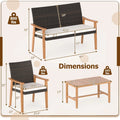Tangkula PE Rattan Outdoor Cushioned Conversation Chairs with Acacia Wood Coffee Table