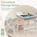 OLAKIDS Kids Table and Chair Set, 3 in 1 Wooden Activity Table with Removable Tabletop, Blackboard and Whiteboard for Toddlers Arts Crafts Drawing Reading Playing, Playroom Nursery (Natural)
