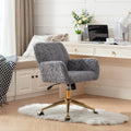 Furniture Office Chair, Artificial Rabbit Hair Makeup Vanity Chair Chair, 360 Comfy Swivel Armchair with Wheels, Modern Height Adjustable Cute Vanity Chair for Living Room Small Spaces Pink