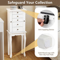 Standing Jewelry Armoire Cabinet with Flip Top Mirror, 4 Drawers, 8 Necklace Hooks & 2 Side Doors, Jewelry Storage Organizer Chest for Bedroom