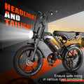 Tamobyke Electric Bike for Adults, Peak 1500W 28mph Mountain Ebike, 48V 15.6AH 20" Fat Tire Electric Bicycle Full Suspension UL2849