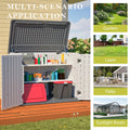 AECOJOY Horizontal Storage Shed with Removable Shelf, Lockable Outdoor Storage Cabinet – 28 Cu.ft, Ivory White