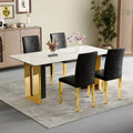 Set of 4 Black PU Leather Backrest Chairs with Gold Metal Legs - A Perfect Pairing, Ideal for Minimalist and Modern Home Decor Styles, with Product Dimensions of 16.2*18.5*34.6 in