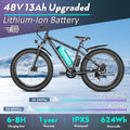 Gocio 26" 4.0 Fat Tire Electric Bike for Adults, 500W Adults E Bike, 48V 13ah Removable Li - Ion Battery, Professional 7 - Speed, Electric Mountain Bicycle Beach Bike Snow Bike Ebike for Men