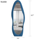 VLUSH Irregular Full Length Mirror, Floor Mirror Hanging & Leaning, 63"x24" Wavy Wall Mirror (Blue)