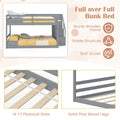 Full Over Full Bunk Bed with Storage Stairs, Solid Wood Floor Bunk Bed with Full-Length Guardrails, Low Bunk Bed with for Kids Teens Adults