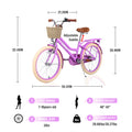20" Kids Bike Girls Bike with Basket Single Speed Steel Frame Children Bicycle for 7 - 10 Years, Pink