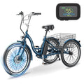 Mooncool 24" 26" 3 Wheel Electric Tricycle for Adults, 350W 36V 7 Speeds Motorized Electric Trike Three Wheel Electric Bikes Bicycle with Large Basket for Women Men