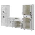 Trumanpick 61"h Large Buffet Sideboard Cabinet, TV Cabinet, Kitchen Pantry for Dining Room, Living Room, 61.3''L x 15''W x 29.8''H, White/Walnut