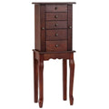 Standing Jewelry Armoire Cabinet with Flip Top Mirror, 4 Drawers, 8 Necklace Hooks & 2 Side Doors, Jewelry Storage Organizer Chest for Bedroom