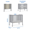 Delta Children Lee Portable Folding Mini Crib with 1.5 - Inch Mattress - Greenguard Gold Certified, Bianca White