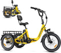 Addmotor Folding Electric Trike, 90MI Electric Tricycle for Adults, 750W 48V 20ah, CITYTRI 3 Wheel Electric Bikes, Step - Thru Etrike with Rear Speed Differential & Parking Brake, E - 310 Plus Red