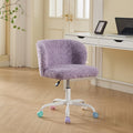 Furniture Office Chair, Artificial Rabbit Hair Makeup Vanity Chair Chair, 360 Comfy Swivel Armchair with Wheels, Modern Height Adjustable Cute Vanity Chair for Living Room Small Spaces Pink