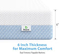 Dual Sided Crib and Toddler Mattress, 6 in 2 - in - 1 Foam Baby Mattress for Standard Full Size Crib, with Removable Washable Cover